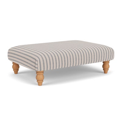 Foot Stool - Indigo - Kingham Stripe
