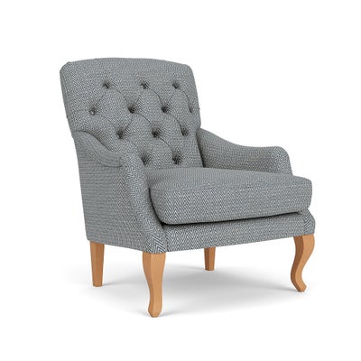 Armchair - Navy - Herringbone Weave