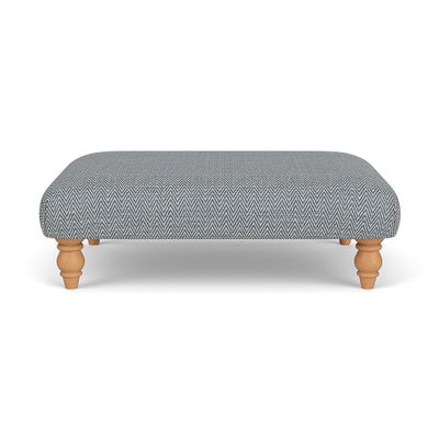 Foot Stool - Navy - Herringbone Weave
