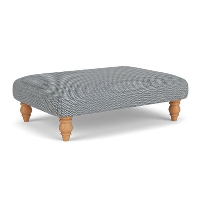 Foot Stool - Navy - Herringbone Weave
