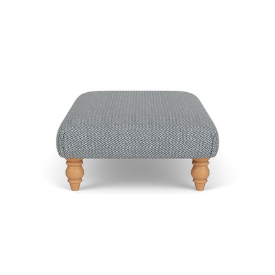 Foot Stool - Navy - Herringbone Weave