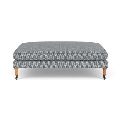 Foot Stool - Navy - Herringbone Weave