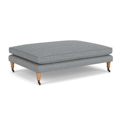 Foot Stool - Navy - Herringbone Weave