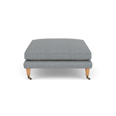 Foot Stool - Navy - Herringbone Weave