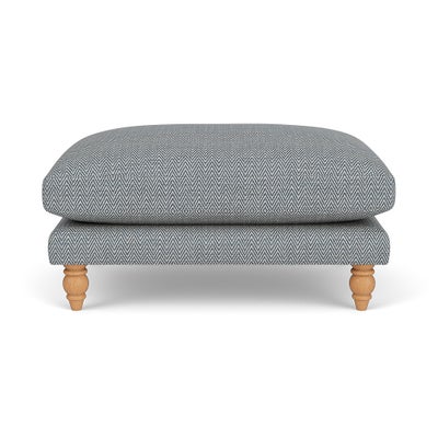Foot Stool - Navy - Herringbone Weave