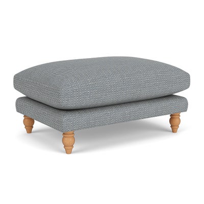 Foot Stool - Navy - Herringbone Weave
