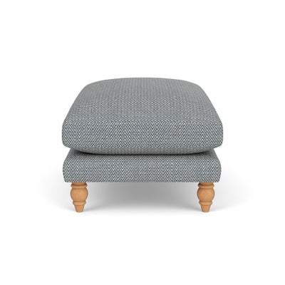 Foot Stool - Navy - Herringbone Weave