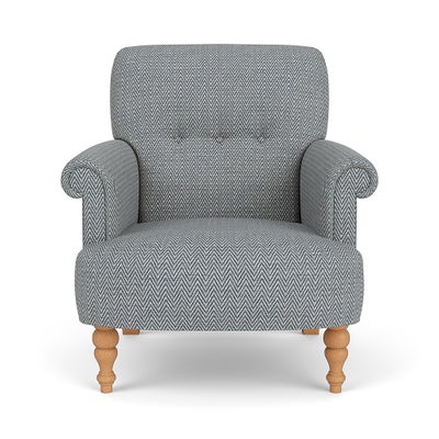 Armchair - Navy - Herringbone Weave