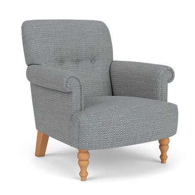 Armchair - Navy - Herringbone Weave