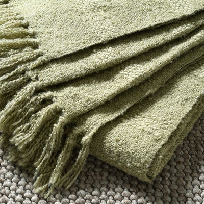 Textured Hand Woven Throw Soft Green