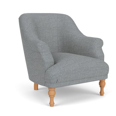 Armchair - Navy - Herringbone Weave