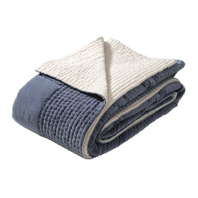 Luxury Cotton Velvet Nocturne Blue Bedspread 250x260cm