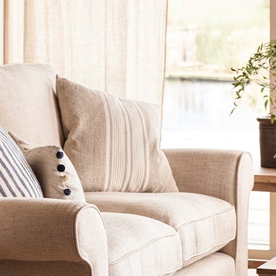 Cotton Linen Bold Stripe Cushion - Natural 45x45cm