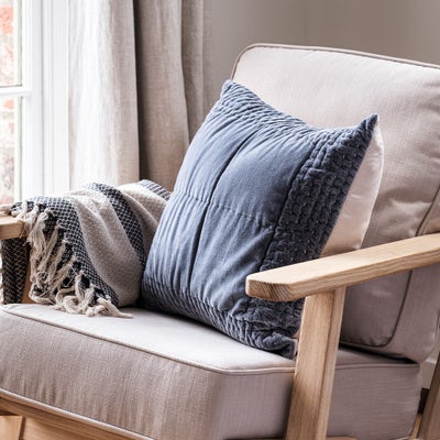 Luxury Cotton Velvet Nocturne Blue Cushion 50x50cm