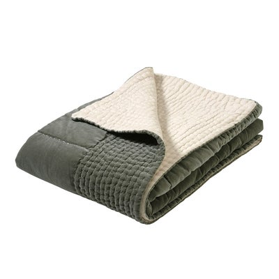 Luxury Cotton Velvet Fern Green Bed Throw 140x240cm