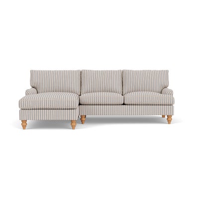 Chaise Large Left Hand - Indigo - Kingham Stripe