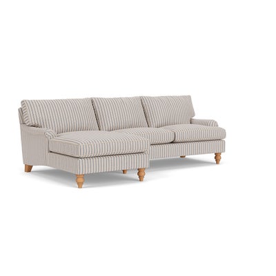 Chaise Large Left Hand - Indigo - Kingham Stripe