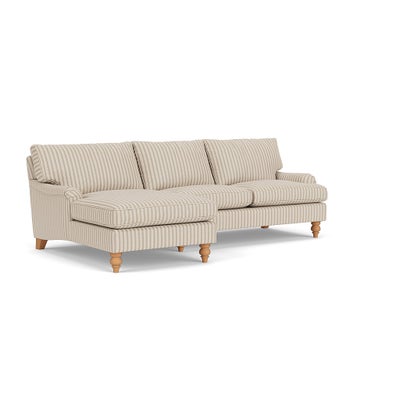 Chaise Large Left Hand - Sage - Kingham Stripe