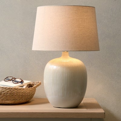Greta Natural and Cream Textured Ceramic Table Lamp