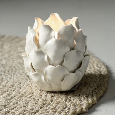 White Porcelain Artichoke Tealight Holder