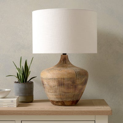 Manaia White Wash Textured Wood Table Lamp