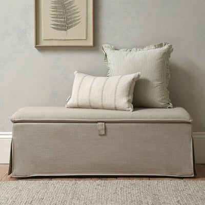 Ottoman Storage Bench - Natural - House Linen Mix