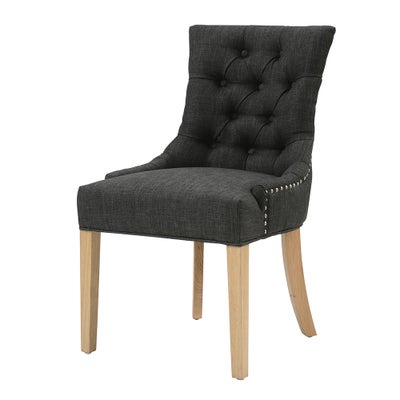 Upholstered Button Back Chair - Charcoal