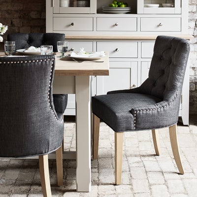 Upholstered Button Back Chair - Charcoal