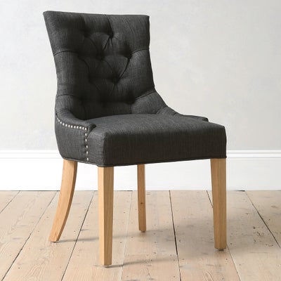 Upholstered Button Back Chair - Charcoal