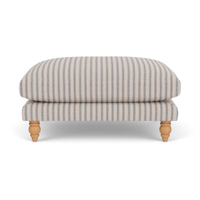 Foot Stool - Indigo - Kingham Stripe