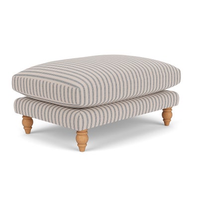 Foot Stool - Indigo - Kingham Stripe