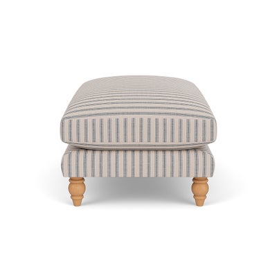 Foot Stool - Indigo - Kingham Stripe