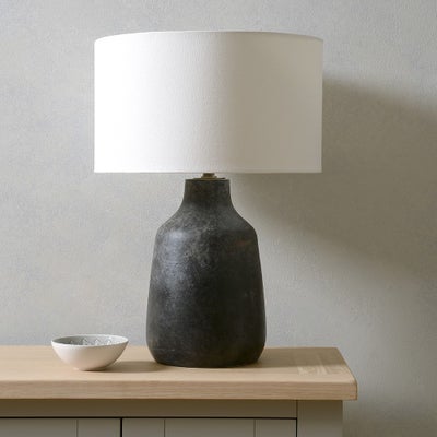 Volcanic Effect Stoneware Table Lamp - Grey