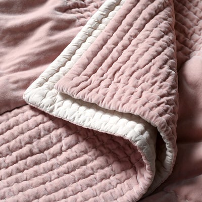 Luxury Cotton Velvet Dusky Pink Bed Throw 140x240cm