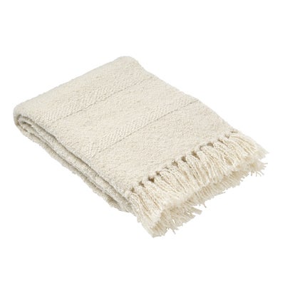 Textured Hand Woven Throw Ivory