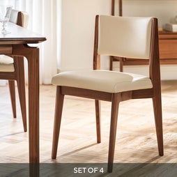 Halford Walnut Leather Dining Chair - Set of 4