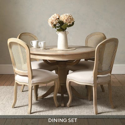 Round Extending Dining Table and 4 Dining Chairs