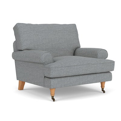 Armchair - Navy - Herringbone Weave