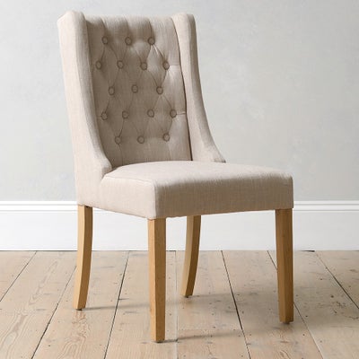Winged Button Dining Chair Stone Linen