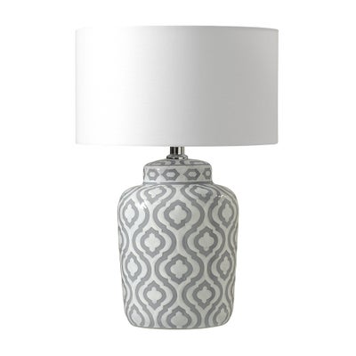 Celia Grey And White Pattern Ceramic Table Lamp