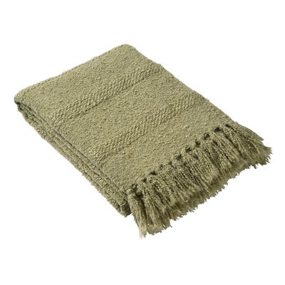 Textured Hand Woven Throw Soft Green