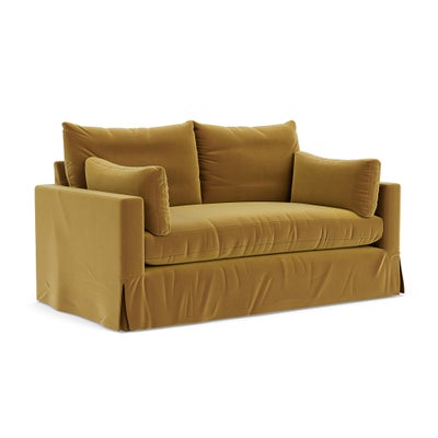 Large 2 Seater Sofa - Mustard - Matt Velvet