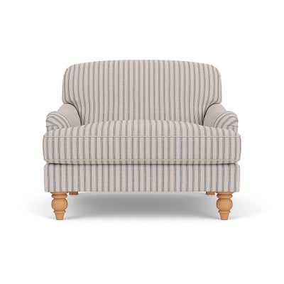 Love Seat - Indigo - Kingham Stripe