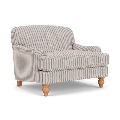 Love Seat - Indigo - Kingham Stripe