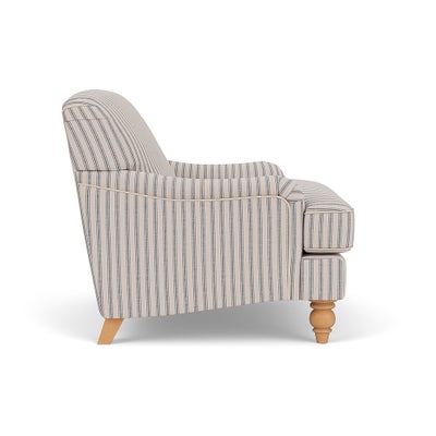 Love Seat - Indigo - Kingham Stripe