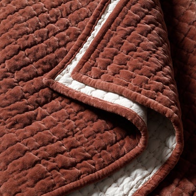 Cotton Velvet Driftline Weave Bed Throw Brick