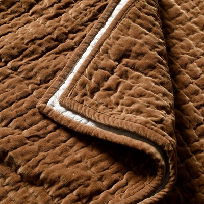 Cotton Velvet Driftline Weave Bed Throw Spice