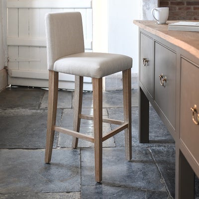 Upholstered Bar Stool Beige