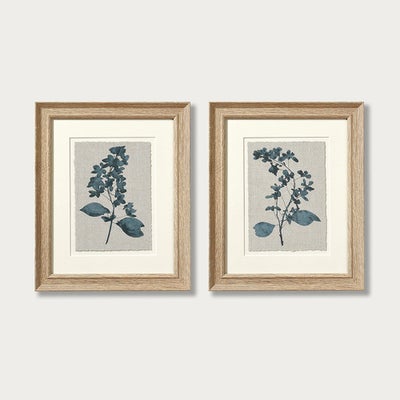 Kingsmere Blue Linen Prints Set of 2