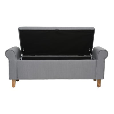 Winged Ottoman - Grey Linen